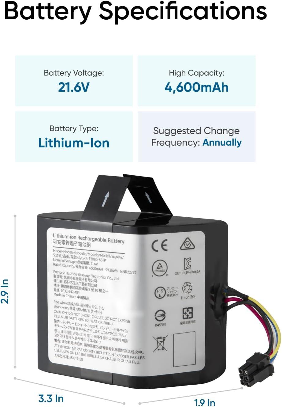 eufy Accessory-Replacement Battery Omni S1 Pro/S1, 4,600 mAh Real Capacity, 21.6V Lithium-Ion