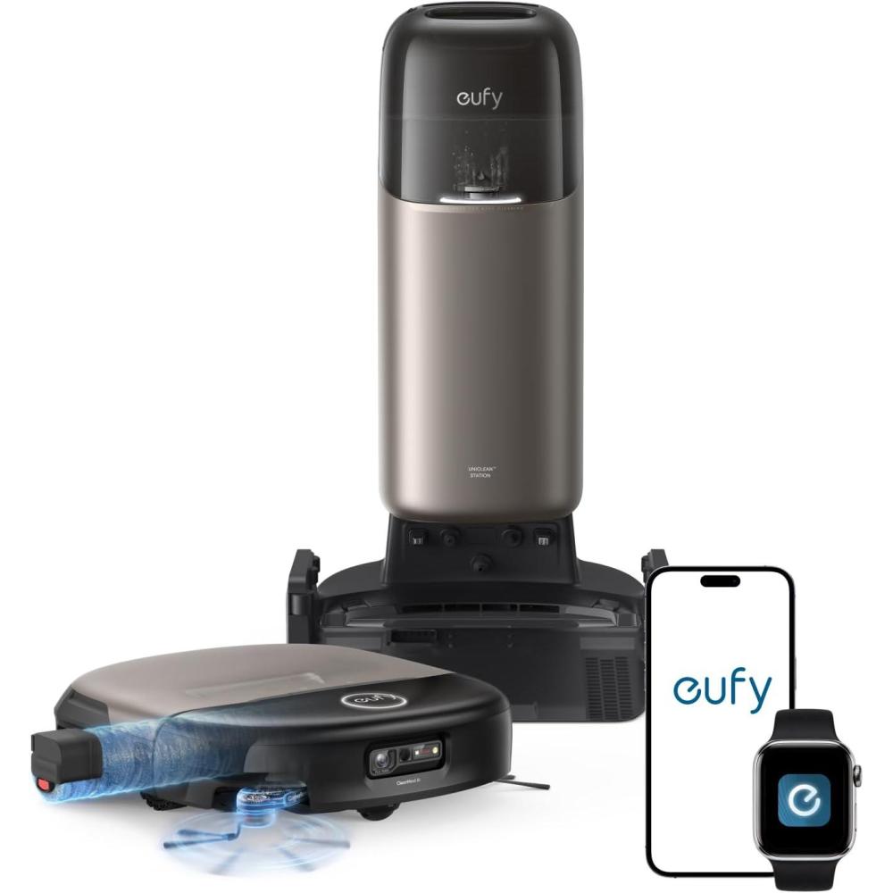 eufy Robot Vacuum Omni S2 and Mop Combo, 99.99% Germ Removal, HydroJet™ 2.0 Always Self-Cleaning Roller Mop, 30,000 Pa Fade-Free Suction, 5-Layer Filtration, 68-Days Self Emptying, Fragrance Diffuser