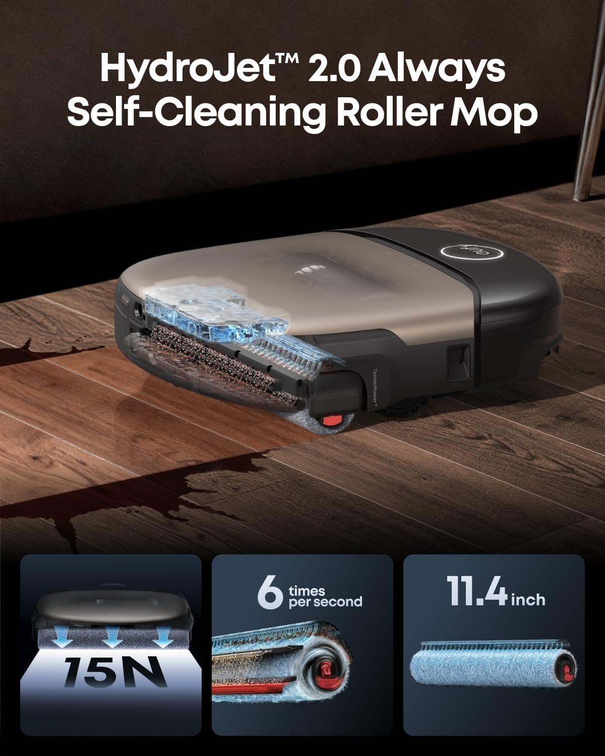 eufy Robot Vacuum Omni S2 and Mop Combo, 99.99% Germ Removal, HydroJet™ 2.0 Always Self-Cleaning Roller Mop, 30,000 Pa Fade-Free Suction, 5-Layer Filtration, 68-Days Self Emptying, Fragrance Diffuser