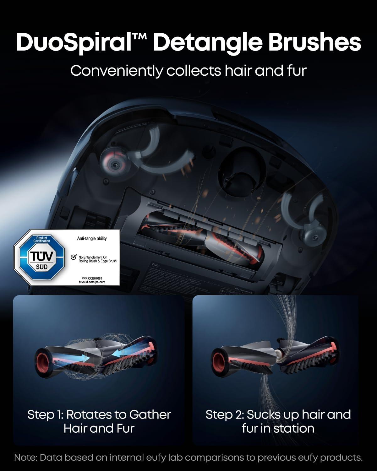 eufy Robot Vacuum Omni S2 and Mop Combo, 99.99% Germ Removal, HydroJet™ 2.0 Always Self-Cleaning Roller Mop, 30,000 Pa Fade-Free Suction, 5-Layer Filtration, 68-Days Self Emptying, Fragrance Diffuser
