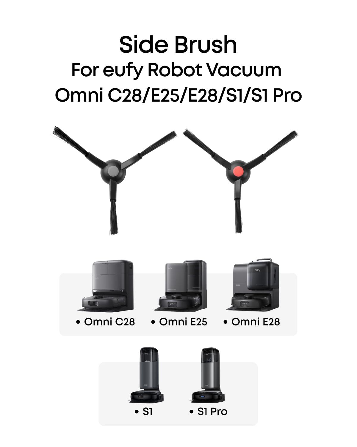 eufy Side Brush, 2 Pairs, Durable, Soft, Compatible with E28, E25, S1, S1 Pro and C28.(One Size)