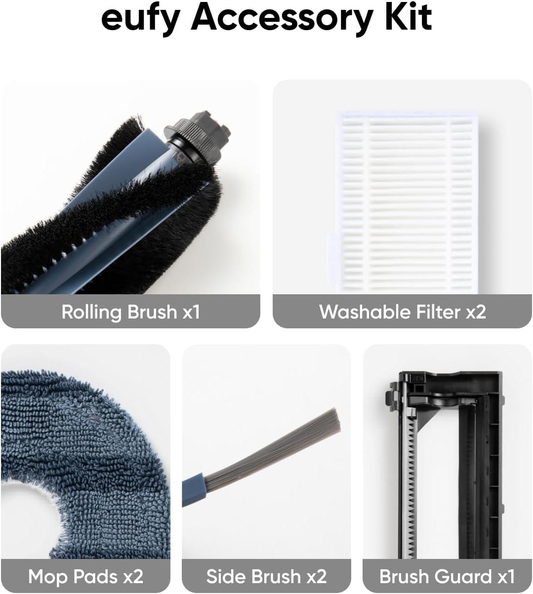 eufy Official Accessory Kit for Robot Vacuum Omni C20, 2 Side Brushes, 2 Washable Filters, 1 Rolling Brush, 1 Brush Guard, 2 Mop Pads